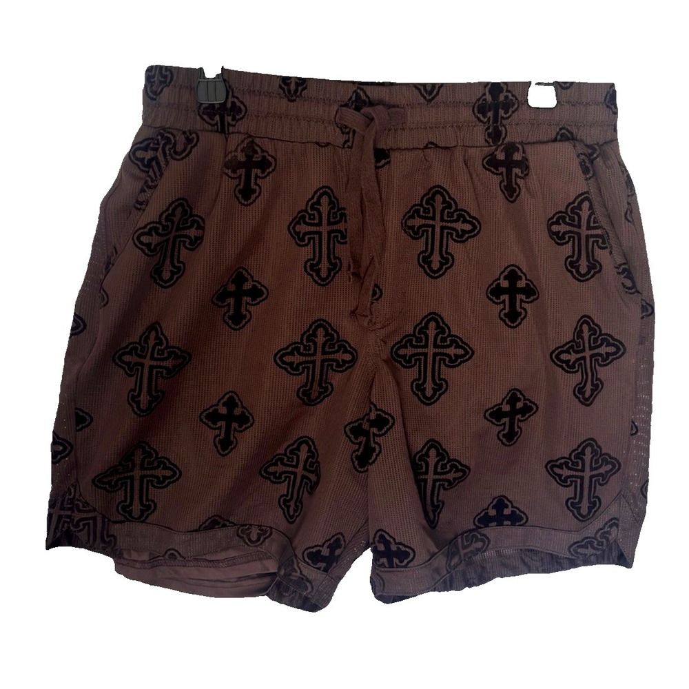 All Saints Men's Brown Cross Bermuda Shorts Polyester Pockets Drawstring New - Picture 2 of 14